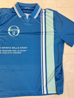 Sergio Tacchini Men's Royal Blue Polo with Mint Stripe